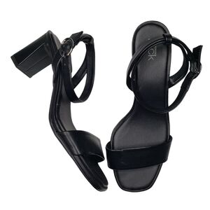 Nordstrom Rack | Landry Black Vegan Leather Open Toe Block Heels Women's 9.5